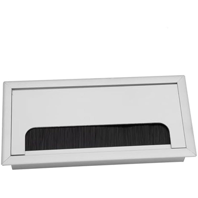 6.3x3.1in Rectangle Cable Grommet, Silver Metal Rectangle Wire Cable Grommet Hole Cover for Computer Desk Table, Aluminum Alloy Wire Hole Cover for Management of Computer Desk Wire - Image 1